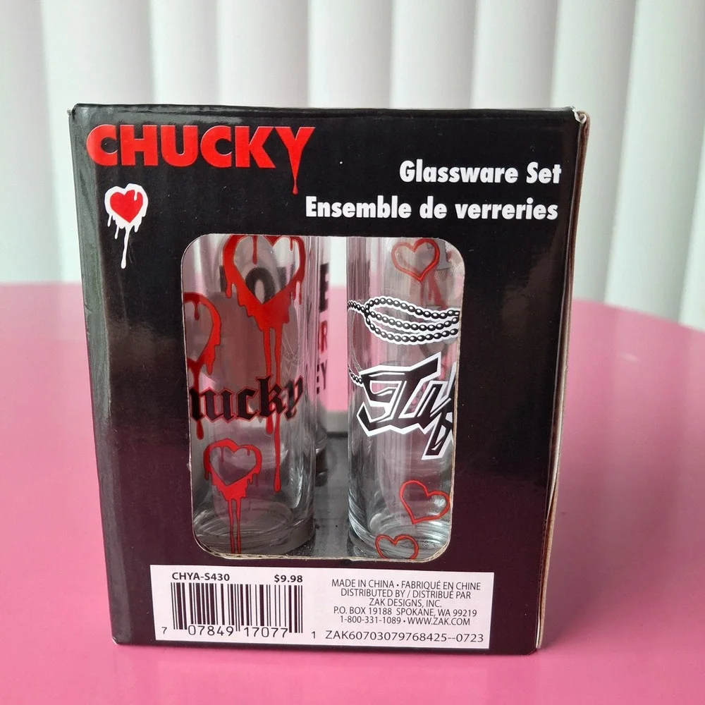 Zak Designs Chucky & Tiffany 2oz Shot Glass Set of 4 Horror Movie Child's Play
